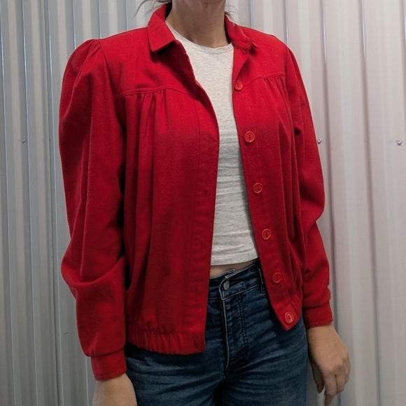 Vintage Jackets & Blazers - vintage YOU BABES red wool jacket 1970's 1980's S